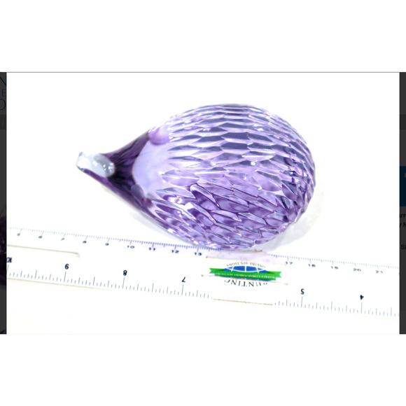 Miloslav Janků Purple Alexandrite Glass Hedgehog Paperweight Figurine MCM EUC - Picture 2 of 7